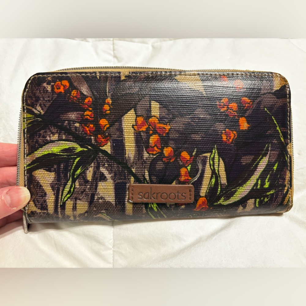 Sakroots Botanical Print Wallet with Zip Closure